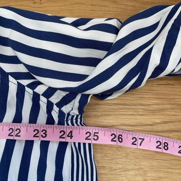 Jane & Delancey Shirt Top Womens Plus Size 1X Blue White Stripe Button Up Beach - Picture 6 of 9